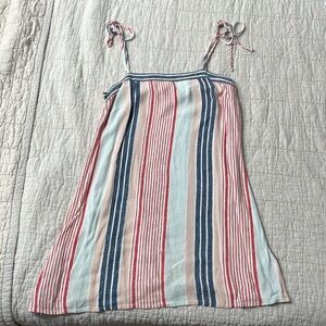 Red white and blue stripped dress with tie straps
